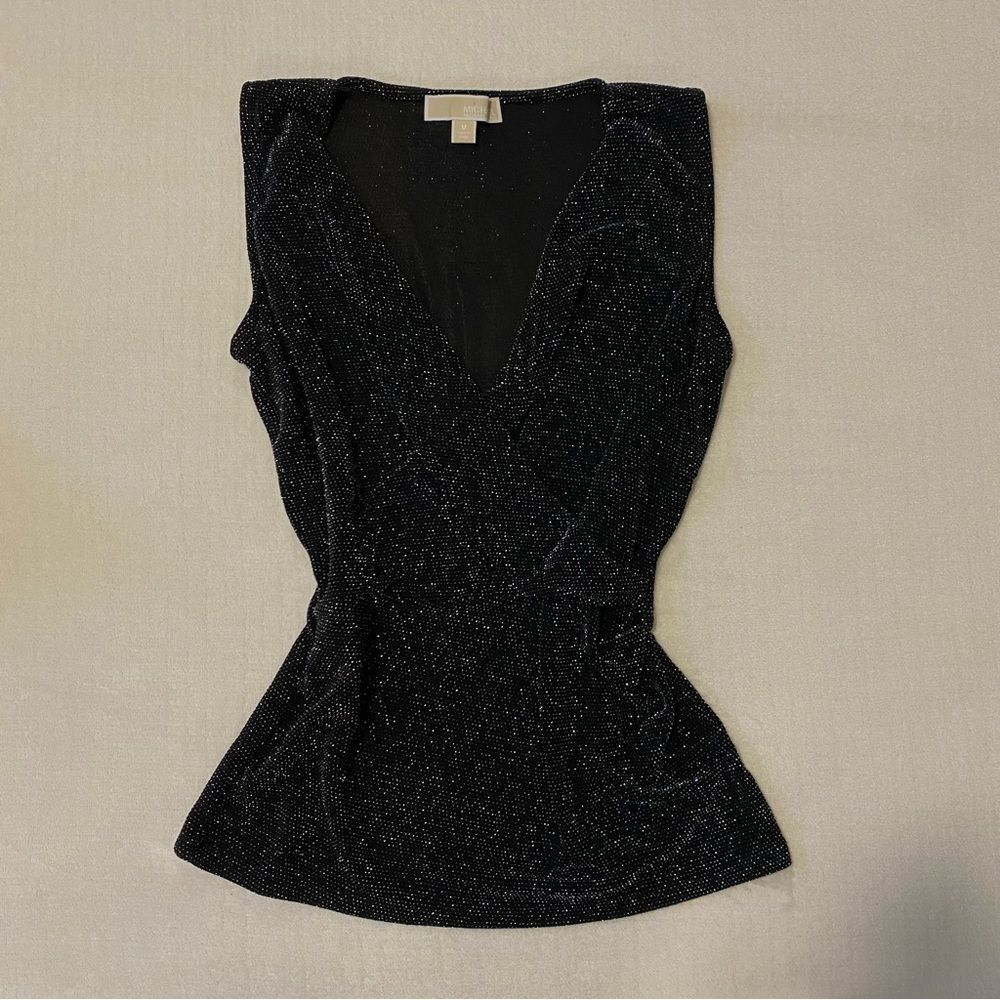 Y2K Michael Kors Black Sparkle V-Neck Wrap Camisole